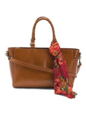 PATRICIA NASH Made In Italy Leather Aileen Satchel With Scarf & Crossbody Strap